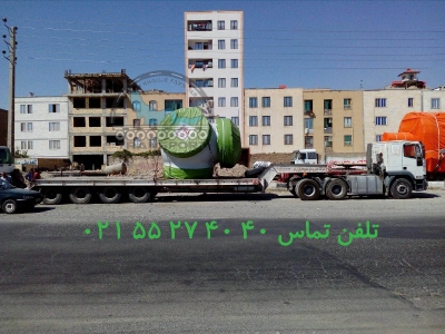 حمل تجهیزات نیروگاه بادی توسط کمرشکن ویژه خلیج فارس ترابر به مقصد نیروگاه کهک ـ تاکستان 