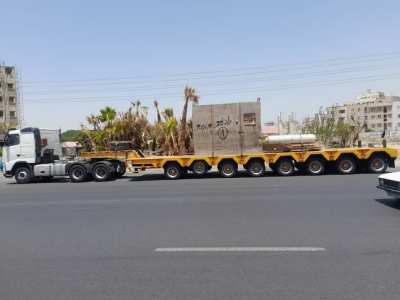 حمل محمولات فوق سنگین شیرگاز از مبدا کرج به مقصد دزفول توسط کمرشکن11 محور ویژه شرکت خلیج فارس ترابر