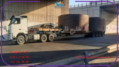 حمل لوازم نیروگاهی از مبدا ملارد به مقصد زرند توسط کمرشکن 7محور شرکت حمل ونقل خلیج فارس ترابر