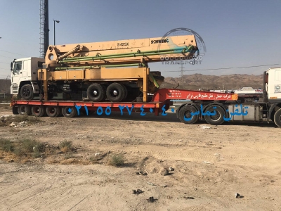حمل پمپ بتن توسط کمرشکن 7 محور خلیج فارس ترابر