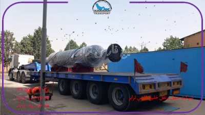 حمل محمولات سنگین لوازم نیروگاهی Power plant equipment از مبدا تهران به مقصد قزوین توسط کمرشکن 7محور شرکت حمل ونقل خلیج فارس ترابر