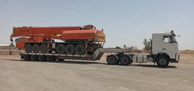 حمل محمولات سنگین جرثقیل کاتو Cato crane از مبدا تهران به مقصد اصفهان توسط کمرشکن7 محور شرکت خلیج فارس ترابر_1