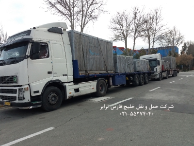 حمل قطعات و تجهیزات نیروگاهی توسط تریلی کفی بالونی 13.60 از مبدا کرج به مقصد اهواز