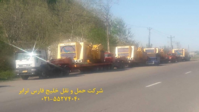 حمل دامپتراک100تنی بلاز (BELAZ) از مبدا بندر انزلی گمرک غاضیان به مقصد معدن مس رفسنجان توسط کمر شکن 7 محور شرکت حمل و نقل خلیج فارس ترابر