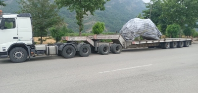  حمل محمولات فوق سنگین الکتروموتور Electro-Motor از مبدا سمنان به مقصد رشت توسط کمرشکن 9 محور شرکت خلیج فارس ترابر