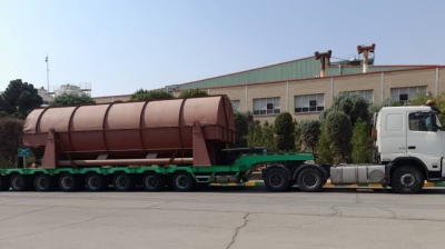 حمل محموله فوق سنگین مخزن از مبدا تهران به مقصد بوشهر توسط کمرشکن 11محور شرکت خلیج فارس ترابر